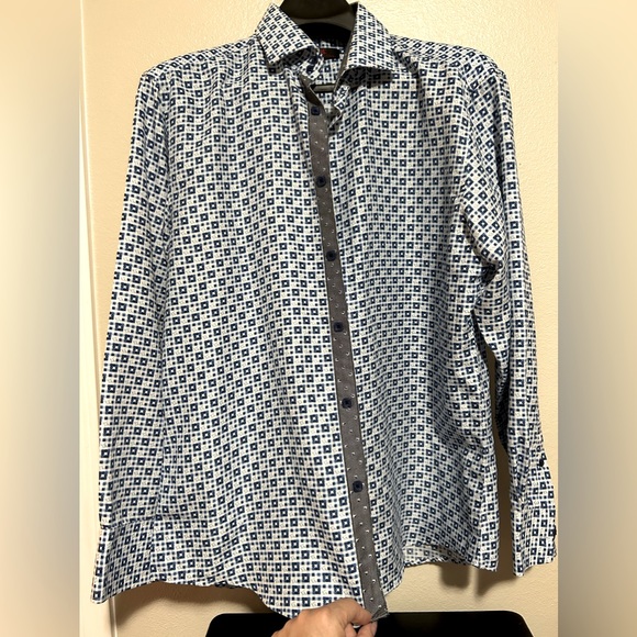 BC Collection designed in Miami- white and blue squared designed 2 tone- size L - Picture 1 of 7